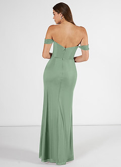Azazie Kit Bridesmaid Dresses Matcha Mermaid Off the Shoulder Mesh Dress image2