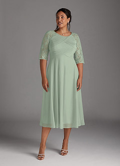 Azazie Gracelyn Kleider für die Brautmutter A-Linie Spitze Kleid Staubiger Salbeigrün image10