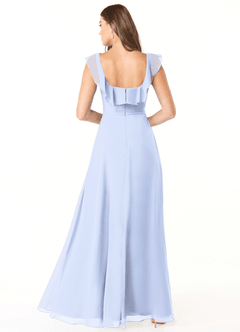 Azazie Jinny Bridesmaid Dresses Ice A-Line Square Neckline Ruched Chiffon Dress image2