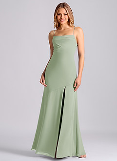 Azazie Grata Brudtärnklänningar Klä av Sjöjungfru i Chiffong Plisserad Dusty Sage image3