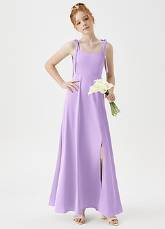 Azazie Rosey Junior A-Linie Herzausschnitt Stretch-Satin Kleid Flieder image3