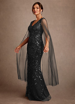 Azazie Arizona vestidos de madre de la novia Vestido de Negro de Tul de Corte Recto con Encaje image4