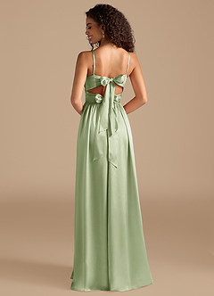 Azazie Zeya Bridesmaid Dresses Dusty Sage A-Line Pleated Metallic Satin Dress image2