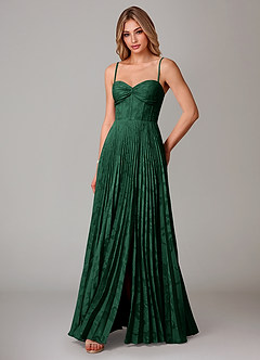 Azazie Akiko Bridesmaid Dresses Dark Green A-Line Sweetheart Neckline Floral Burnout Dress image4