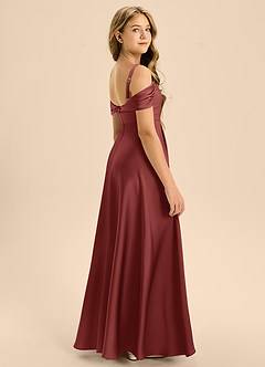 Azazie Rowena Junior Terracotta A-Line Bow Stretch Satin Dress image2