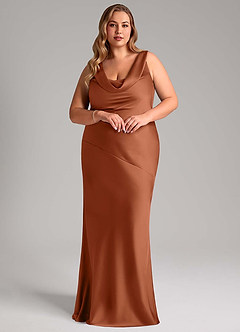 Azazie Rylina Bridesmaid Dresses Cedar Rose Mermaid Stretch Satin Dress image9