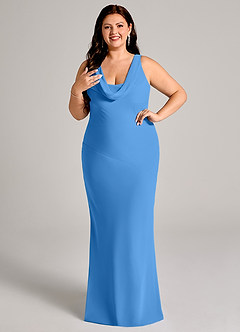Azazie Rylina Bridesmaid Dresses Blue Jay Mermaid Pleated Chiffon Dress image10