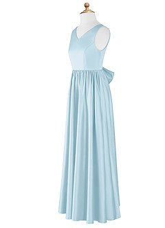 Azazie Hathaway Junior Abito A-Line in Raso Elasticizzato Fiocco Azzurro image8