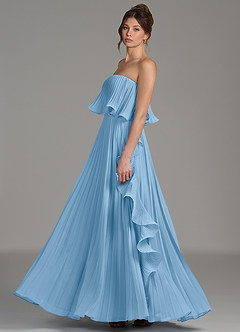 Azazie Alexia Bridesmaid Dresses Powder Blue A-Line Ruched Chiffon Dress image5