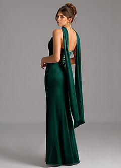Azazie Sorrel Bridesmaid Dresses Emerald Mermaid Corset Velvet Convertible Dress image2