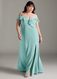 Azazie Sophie Bridesmaid Dresses Aqua A-Line Off the Shoulder Chiffon Convertible Dress image6