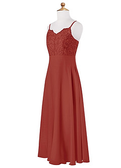 Azazie Sonya Junior Terracotta A-Line Lace Chiffon Dress image7