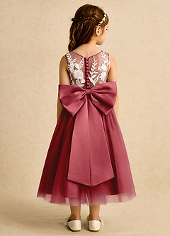 Azazie Sundae Flower Girl Dresses Pomegranate Ball-Gown Lace Dress image2