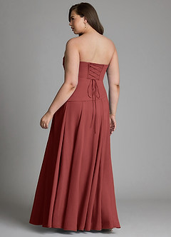 Azazie Gabriela Bridesmaid Dresses Terracotta A-Line Corset Chiffon Dress image20