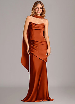 Azazie Pelagia Suknie dla druhen Syrena Gorset Satyna elastyczna Do ziemi Sukienka image2