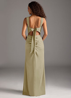 Azazie Jesaphine Bridesmaid Dresses Moss Green Sheath Bow Stretch Satin Dress image5