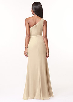 Azazie Liza Bridesmaid Dresses Champagne Mermaid One Shoulder Chiffon Dress image2