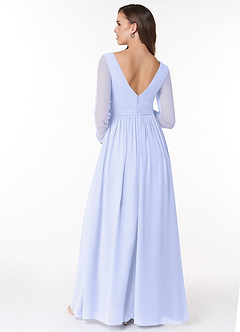 Azazie Teton Maternity Bridesmaid Dresses A-Line Long Sleeve Chiffon Floor-Length Dress image2