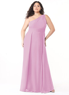 Azazie Dallas Abiti da Damigella Abito A-Line in Chiffon Monospalla Rosa Confetto image6