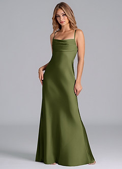 Azazie Seema Bridesmaid Dresses Olive Mermaid Corset Stretch Satin Dress image3