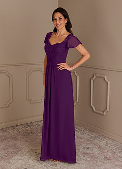 Azazie Gwenyth Mother of the Bride Dresses Grape A-Line Lace Chiffon Dress image4