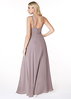 Azazie Jay Vestidos de damas de honor Vestido de Atardecer de Gasa de Corte en A con Escote cuadrado Abertura lateral image2