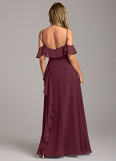 Azazie Aubrie Vestidos de damas de honor Vestido de Cabernet de Gasa de Corte en A con Vestidos sin tirantes image6