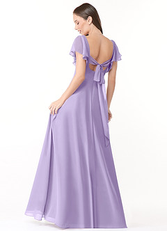 Azazie Syenna Brautjungfernkleider A-Linie Gestreift Chiffon Kleid Flieder image2