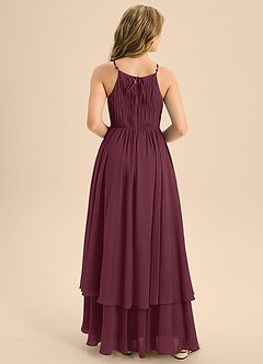 Azazie Elliora Junior Cabernet A-Line Pleated Chiffon Dress image2