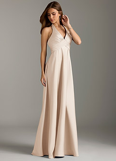 Azazie Tessie Bridesmaid Dresses White Alabaster A-Line Pleated Stretch Satin Dress image4