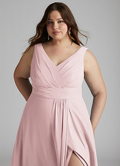 Azazie Karina Bridesmaid Dresses Blushing Pink A-Line Pleated Chiffon Dress image11