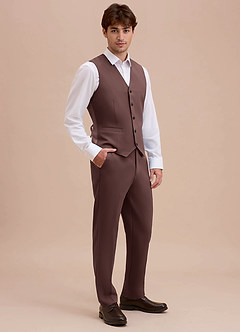 front Ethan Espresso Refined Weave Suit Vest