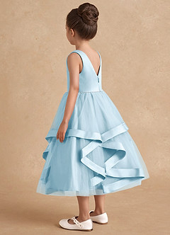 Azazie Posy Flower Girl Dresses Sky Blue A-Line Beaded Tulle Dress image2