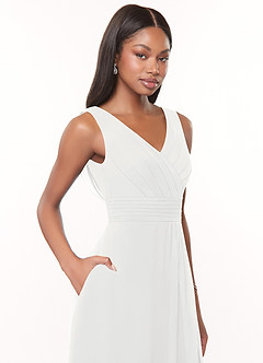 Azazie Karina Bridesmaid Dresses White A-Line Pleated Chiffon Dress image5
