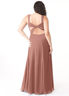 Azazie Nahrin At-home Try On Dresses Matcha A-Line V-Neck Pleated Chiffon Dress image8