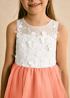 Azazie Lina Flower Girl Dresses Ivory Sunset Ball-Gown Lace Dress image8