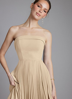 Azazie Mariana Bridesmaid Dresses Champagne A-Line Strapless Chiffon Dress image3