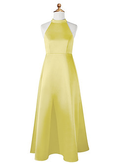 Azazie Laurel Junior Robe Trapèze en Mat Satiné Sorbet Citron image6