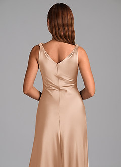 Azazie Nerine Brudtärnklänningar Klä av A-Linje i Stretch Satin Plisserad Engelsk Ros image2