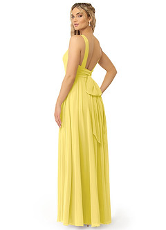 Azazie Kora Bridesmaid Dresses Canary A-Line Pleated Chiffon Dress image3