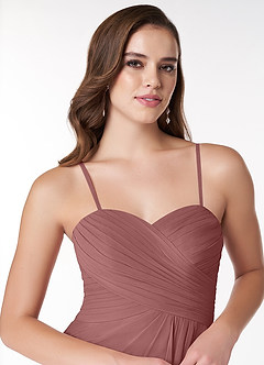 Azazie Arabella Allure Bridesmaid Dresses Desert Rose A-Line Sweetheart Neckline Chiffon Convertible Dress image6