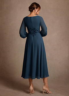 Azazie Ana Mother of the Bride Dresses Dark Navy A-Line Lace Chiffon Dress image3