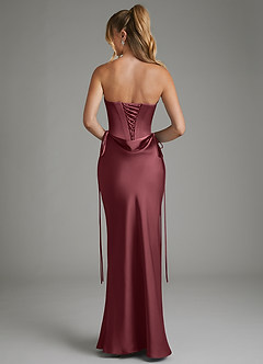 Azazie Natasha Bridesmaid Dresses Merlot Mermaid Corset Stretch Satin Dress image2