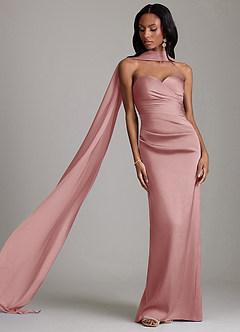 Azazie Sonora Suknie dla druhen Osłona Bez ramiączek Satyna elastyczna Do ziemi Sukienka image8