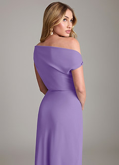 Azazie Emerson Bridesmaid Dresses Tahiti Sheath Off the Shoulder Chiffon Dress image3