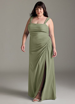 Azazie Jesaphine Bridesmaid Dresses Pistachio Sheath Bow Chiffon Dress image12