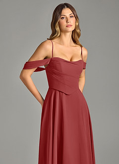 Azazie Chelsey Vestidos de damas de honor Vestido de Óxido de Gasa de Corte en A Convertible con Vestidos sin tirantes image2