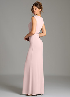 Azazie Chantal Bridesmaid Dresses Blushing Pink Mermaid Pleated Premium Stretch Jersey Dress image7