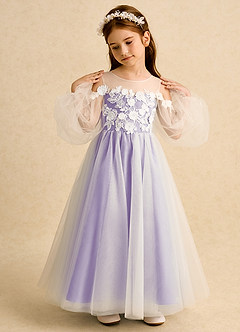 Azazie Zimi Flower Girl Dresses Lilac Ball-Gown Sweetheart Neckline Tulle Dress image3