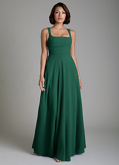 Azazie Azaria Bridesmaid Dresses Emerald A-Line Corset Chiffon Dress image1